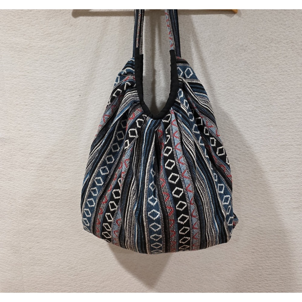 Tribe Azure Fair Trade Womens Banana Hobo Bag Handmade Jacquard Boho Tote Hippie